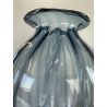 VASO VETRO Murano STILE Vittorio Zecchin AZZURRO COSTOLATO BOCCA ONDULATA 27cm/h