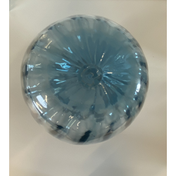 VASO VETRO Murano STILE Vittorio Zecchin AZZURRO COSTOLATO BOCCA ONDULATA 27cm/h