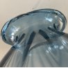 VASO VETRO Murano STILE Vittorio Zecchin AZZURRO COSTOLATO BOCCA ONDULATA 27cm/h