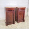 ANTICA COPPIA COMODINO IMPERO LEGNO NOCE MARMO 1800 EPOCA COMODINI NAPOLEONE III