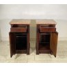 ANTICA COPPIA COMODINO IMPERO LEGNO NOCE MARMO 1800 EPOCA COMODINI NAPOLEONE III