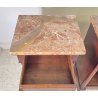 ANTICA COPPIA COMODINO IMPERO LEGNO NOCE MARMO 1800 EPOCA COMODINI NAPOLEONE III