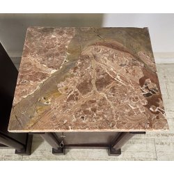 ANTICA COPPIA COMODINO IMPERO LEGNO NOCE MARMO 1800 EPOCA COMODINI NAPOLEONE III