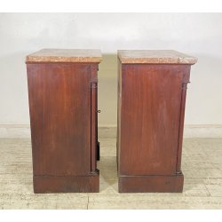 ANTICA COPPIA COMODINO IMPERO LEGNO NOCE MARMO 1800 EPOCA COMODINI NAPOLEONE III