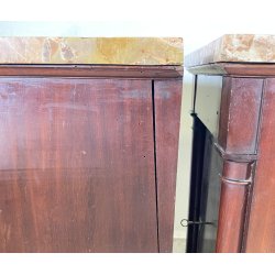 ANTICA COPPIA COMODINO IMPERO LEGNO NOCE MARMO 1800 EPOCA COMODINI NAPOLEONE III
