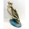 FIGURA CERAMICA SIRENA con PESCE 111 V.B.C.M. SMALTO POLICROMO COLAGGIO ART DECò