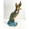 FIGURA CERAMICA SIRENA con PESCE 111 V.B.C.M. SMALTO POLICROMO COLAGGIO ART DECò