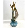 FIGURA CERAMICA SIRENA con PESCE 111 V.B.C.M. SMALTO POLICROMO COLAGGIO ART DECò