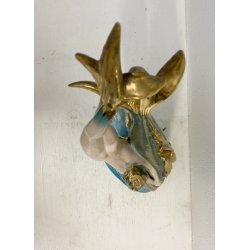 FIGURA CERAMICA SIRENA con PESCE 111 V.B.C.M. SMALTO POLICROMO COLAGGIO ART DECò