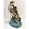 FIGURA CERAMICA SIRENA con PESCE 111 V.B.C.M. SMALTO POLICROMO COLAGGIO ART DECò