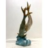 FIGURA CERAMICA SIRENA con PESCE 111 V.B.C.M. SMALTO POLICROMO COLAGGIO ART DECò