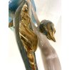 FIGURA CERAMICA SIRENA con PESCE 111 V.B.C.M. SMALTO POLICROMO COLAGGIO ART DECò