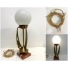 LAMPADA TAVOLO ABATJOUR ART DECò METALLO DORATO VETRO OPALINO BASE MARMO 57 cm/h