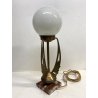 LAMPADA TAVOLO ABATJOUR ART DECò METALLO DORATO VETRO OPALINO BASE MARMO 57 cm/h
