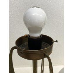 LAMPADA TAVOLO ABATJOUR ART DECò METALLO DORATO VETRO OPALINO BASE MARMO 57 cm/h