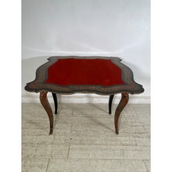 ANTICO TAVOLO DA GIOCO APRIBILE STILE BOULLE EPOCA '900 BRONDO DORATO INTARSIO