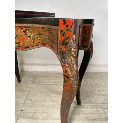 ANTICO TAVOLO DA GIOCO APRIBILE STILE BOULLE EPOCA '900 BRONDO DORATO INTARSIO