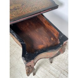 ANTICO TAVOLO DA GIOCO APRIBILE STILE BOULLE EPOCA '900 BRONDO DORATO INTARSIO