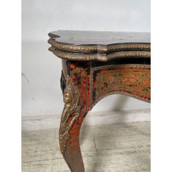 ANTICO TAVOLO DA GIOCO APRIBILE STILE BOULLE EPOCA '900 BRONDO DORATO INTARSIO