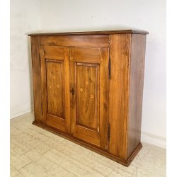 ANTICA CREDENZA 1800 LEGNO NOCE ALZATA CUCINA EPOCA DISPENSA 2 ANTE RIBALTA