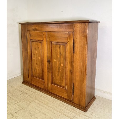 ANTICA CREDENZA 1800 LEGNO NOCE ALZATA CUCINA EPOCA DISPENSA 2 ANTE RIBALTA