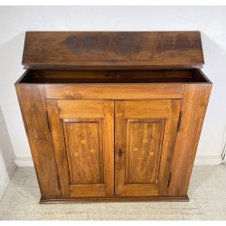 ANTICA CREDENZA 1800 LEGNO NOCE ALZATA CUCINA EPOCA DISPENSA 2 ANTE RIBALTA