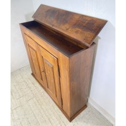 ANTICA CREDENZA 1800 LEGNO NOCE ALZATA CUCINA EPOCA DISPENSA 2 ANTE RIBALTA