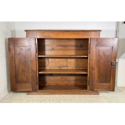 ANTICA CREDENZA 1800 LEGNO NOCE ALZATA CUCINA EPOCA DISPENSA 2 ANTE RIBALTA