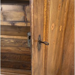 ANTICA CREDENZA 1800 LEGNO NOCE ALZATA CUCINA EPOCA DISPENSA 2 ANTE RIBALTA