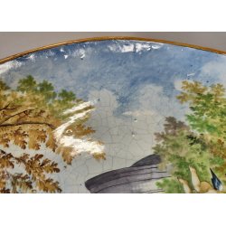 GRANDE ANTICO PIATTO PARATA 61cm 1800 CERAMICA MAIOLICA DIPINTO SCENA MITOLOGICA