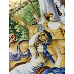 GRANDE ANTICO PIATTO PARATA 61cm 1800 CERAMICA MAIOLICA DIPINTO SCENA MITOLOGICA