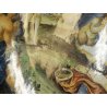 GRANDE ANTICO PIATTO PARATA 61cm 1800 CERAMICA MAIOLICA DIPINTO SCENA MITOLOGICA