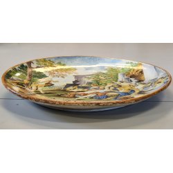 GRANDE ANTICO PIATTO PARATA 61cm 1800 CERAMICA MAIOLICA DIPINTO SCENA MITOLOGICA