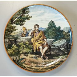 ANTICO PIATTO PARATA CERAMICA MAIOLICA DIPINTO Sesto Fiorentino LA COLONNATA