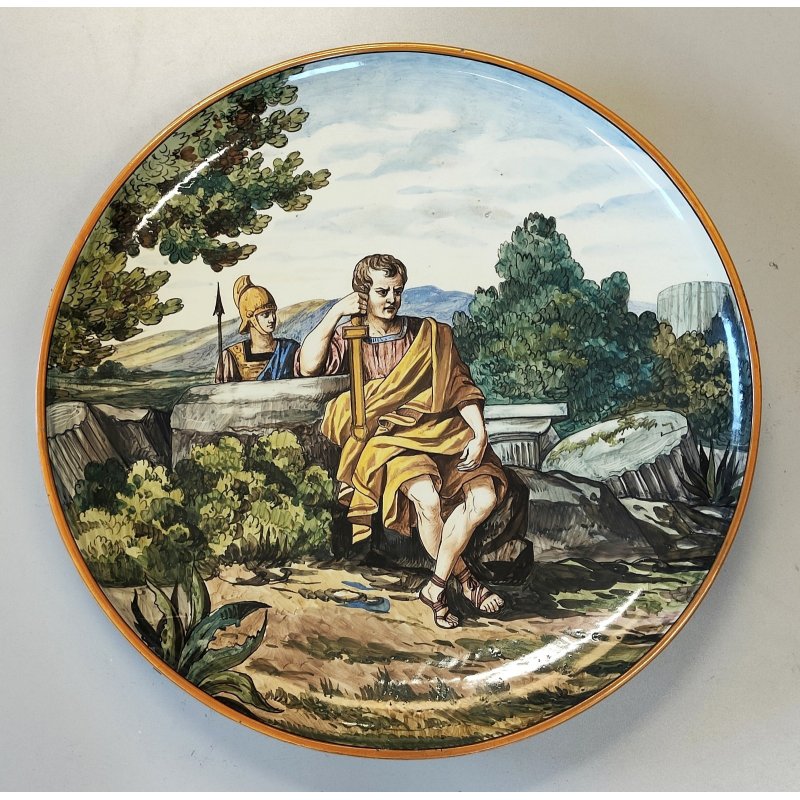 ANTICO PIATTO PARATA CERAMICA MAIOLICA DIPINTO Sesto Fiorentino LA COLONNATA