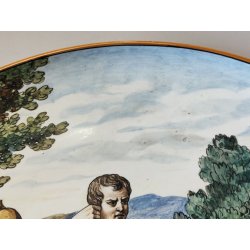 ANTICO PIATTO PARATA CERAMICA MAIOLICA DIPINTO Sesto Fiorentino LA COLONNATA