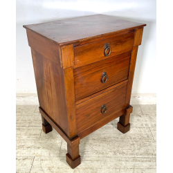 ANTICO GRANDE COMODINO IMPERO epoca 800 Legno Noce CASSETTO ANTA Old Night Table