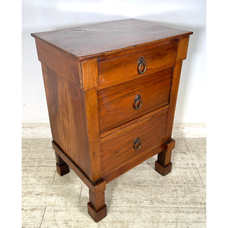 ANTICO GRANDE COMODINO IMPERO epoca 800 Legno Noce CASSETTO ANTA Old Night Table