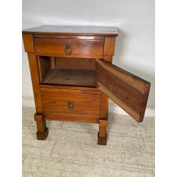 ANTICO GRANDE COMODINO IMPERO epoca 800 Legno Noce CASSETTO ANTA Old Night Table