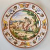 GRANDE ANTICO PIATTO PARATA 49cm 1800 CERAMICA MAIOLICA DIPINTO SCENA MITOLOGICA