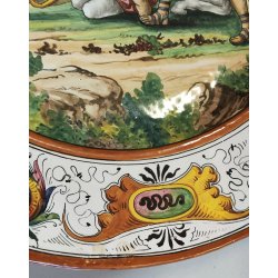 GRANDE ANTICO PIATTO PARATA 49cm 1800 CERAMICA MAIOLICA DIPINTO SCENA MITOLOGICA