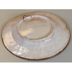 GRANDE ANTICO PIATTO PARATA 49cm 1800 CERAMICA MAIOLICA DIPINTO SCENA MITOLOGICA