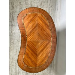 ANTICO COMODINO FAGIOLO LEGNO INTARSIATO DUE CASSETTI EPOCA META 1900 NIGHTTABLE