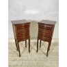 ANTICA COPPIA COMODINI LEGNO INTARSIATO LUIGI XV CASSETTI EPOCA 1900 NIGHT TABLE