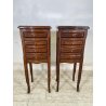 ANTICA COPPIA COMODINI LEGNO INTARSIATO LUIGI XV CASSETTI EPOCA 1900 NIGHT TABLE