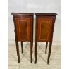 ANTICA COPPIA COMODINI LEGNO INTARSIATO LUIGI XV CASSETTI EPOCA 1900 NIGHT TABLE