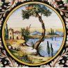 ANTICO PIATTO PARATA MAIOLICA Sesto Fiorentino LA COLONNATA Dipinto Paesaggio