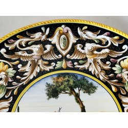 ANTICO PIATTO PARATA MAIOLICA Sesto Fiorentino LA COLONNATA Dipinto Paesaggio