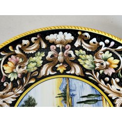 ANTICO PIATTO PARATA MAIOLICA Sesto Fiorentino LA COLONNATA Dipinto Paesaggio
