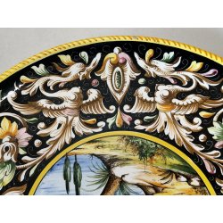 ANTICO PIATTO PARATA MAIOLICA Sesto Fiorentino LA COLONNATA Dipinto Paesaggio